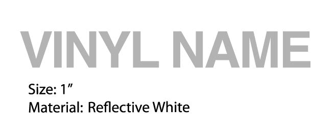 1" White Reflective Helmet Name Decal